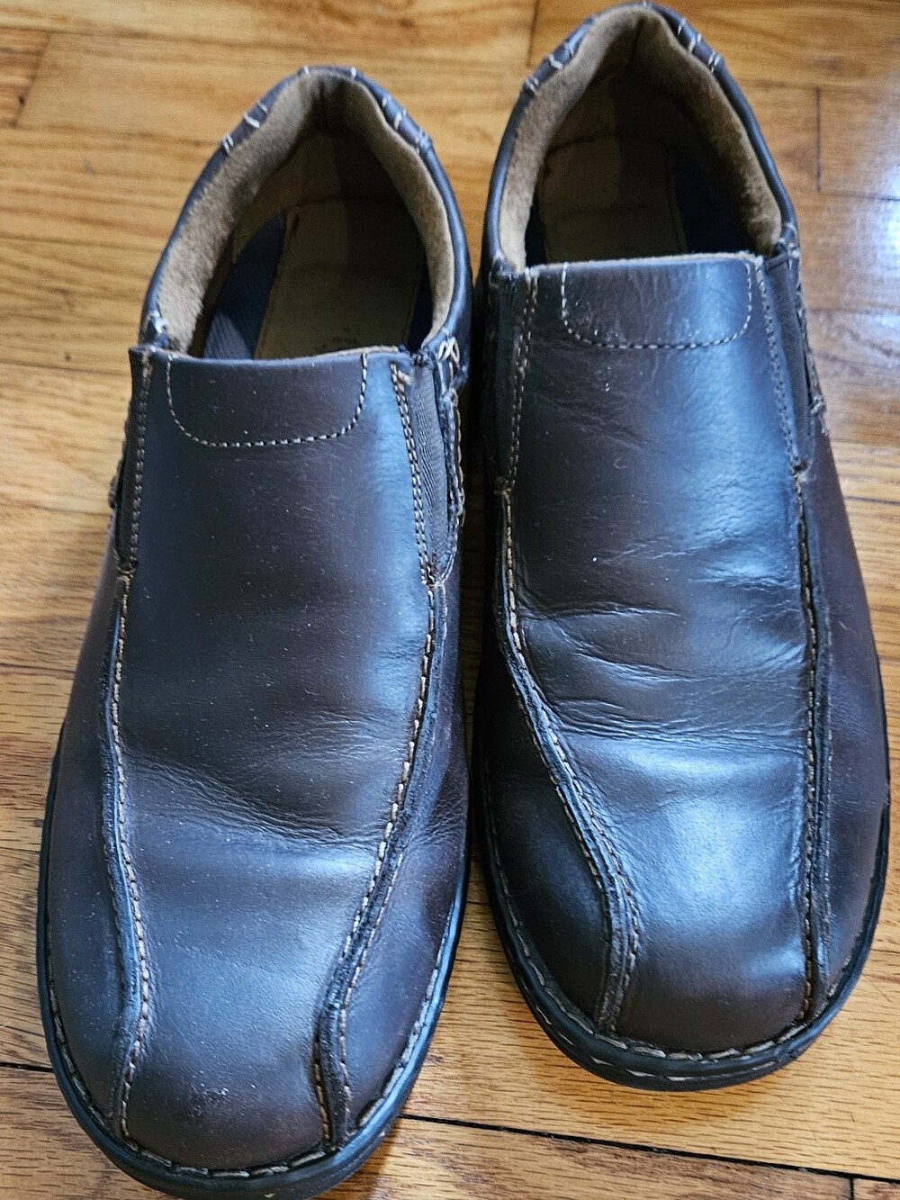 Chaps Shoes 96-25629 Brown Leather Slip On Moccasin Driving Loafers Sz 10M